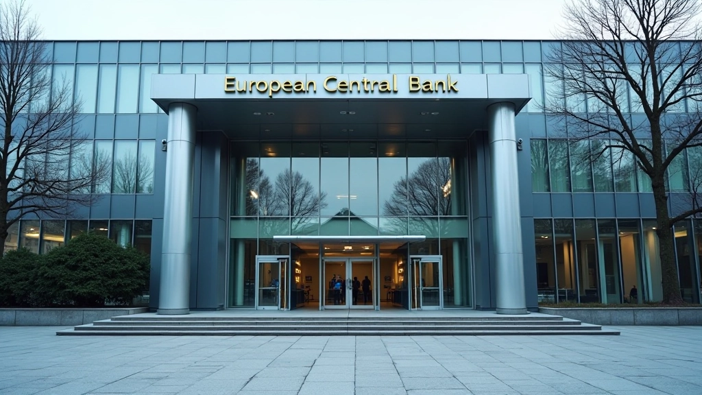 EZB-Zentrale in Frankfurt mit modernem Gebäude und Eingangshalle